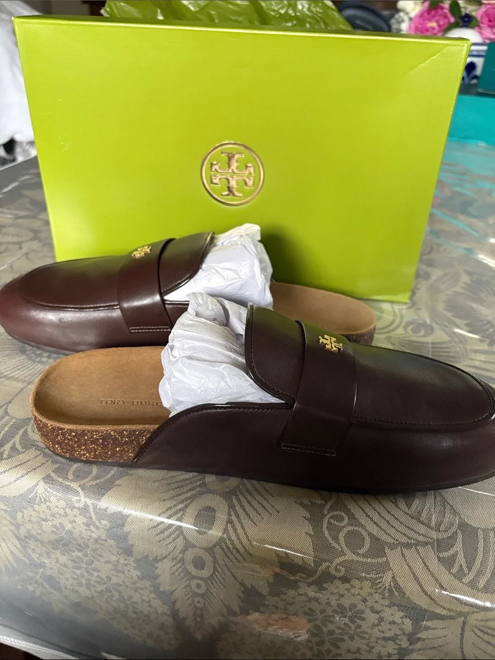 Tory Burch Everly Cork Mule in Deep Mocha (Brown)
